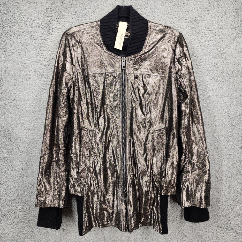Giorgio Brato Metallic Bronze Leather Bomber Jacket GD19F8921P Made in Italy 46